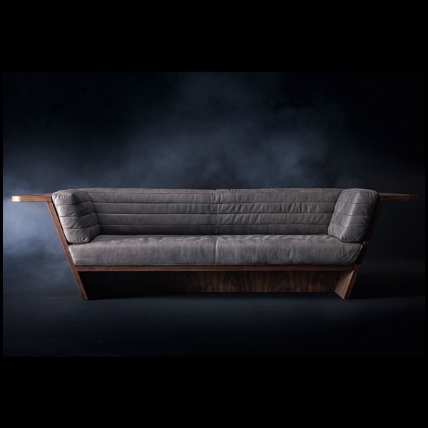 grey leather sofa solid walnut wood structure modern furniture design