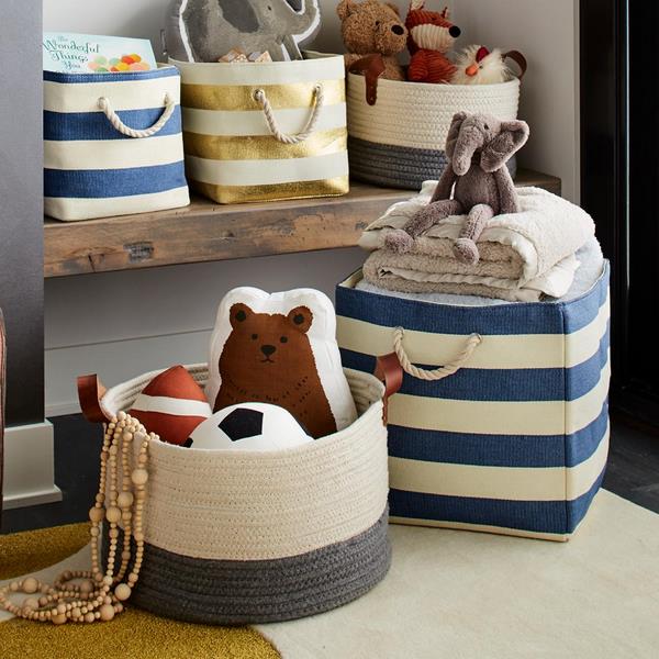 kids bedroom accessories toy storage ideas fabric with stripes