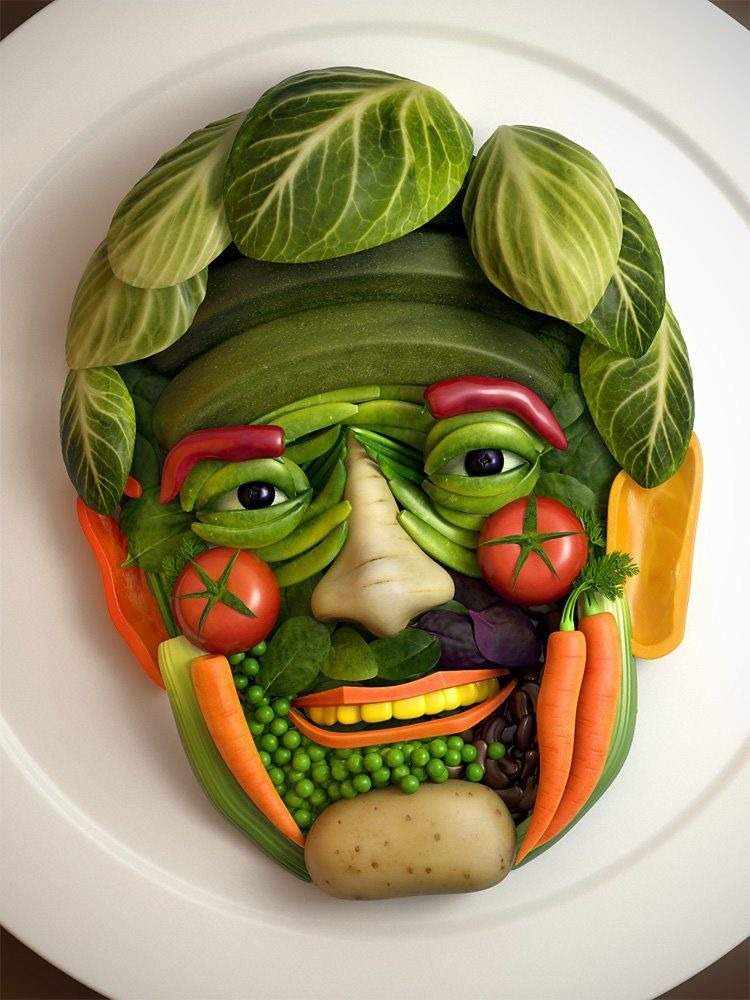 man face shaped from vegetables healthy lifestyle ideas