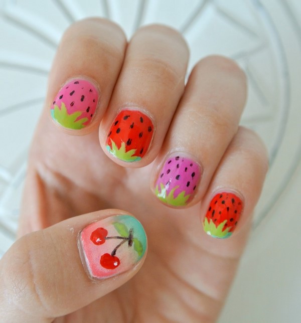 manicure for children ideas strawberry nail art