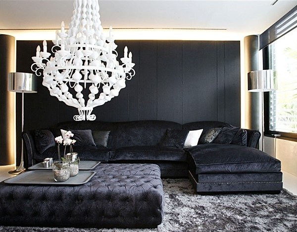modern black modular corner sofa living room furniture ideas