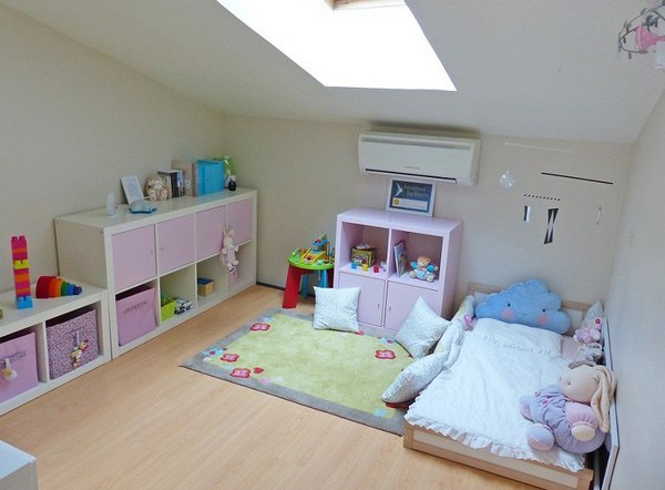 montessori kids bedroom design ideas low bed and furniture