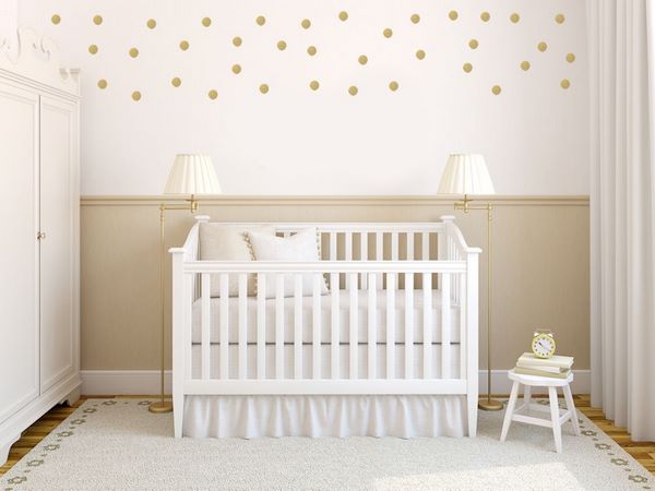polka dots gold confetti wall decorating ideas for nursery room