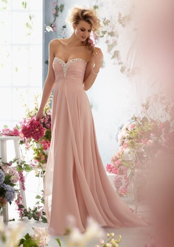 strapless blush pink wedding dress with rhinestones decoration