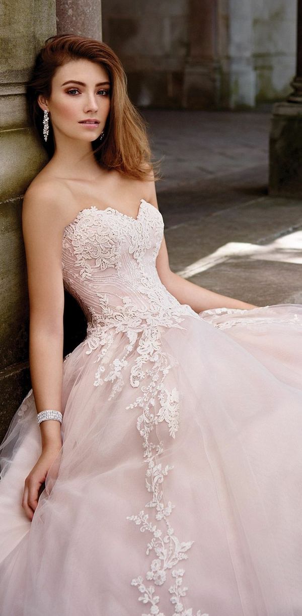 strapless pink wedding gown for fairytale party