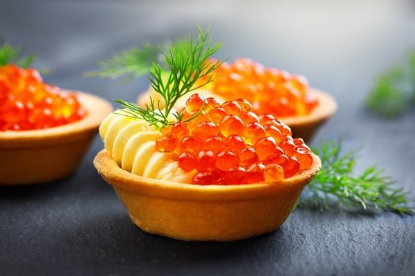tartelettes with butter and caviar finger food party appetizers