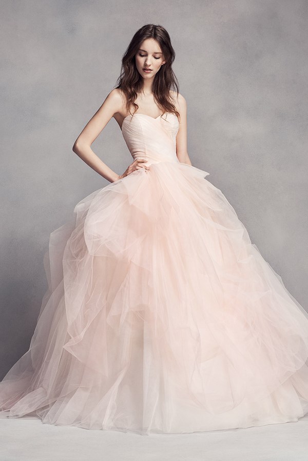trendy blush pink color romantic wedding dress ideas