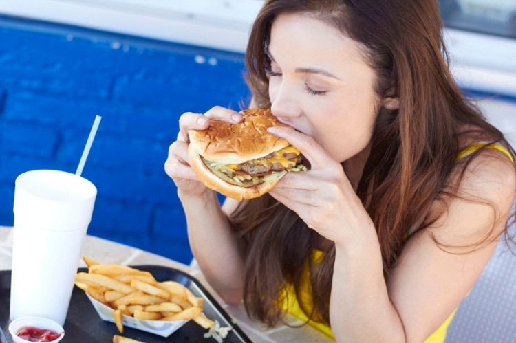 unhealthy diet with junk food as hamburger and fries can cause health problems