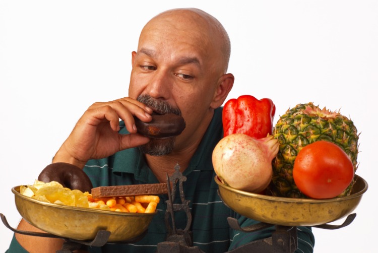 unhealthy food vs healthy food fast food fruit and vegetable