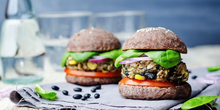 vegetarian burger with nuts and seeds for healthy diet