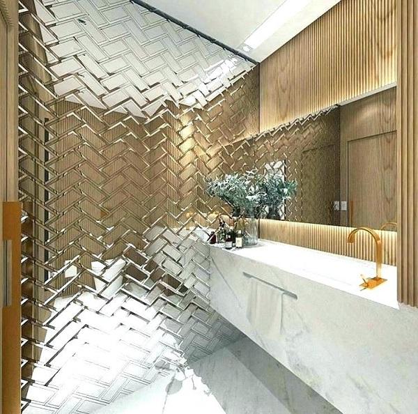 DIY bathroom decor ideas self adhesive mirror wall tiles