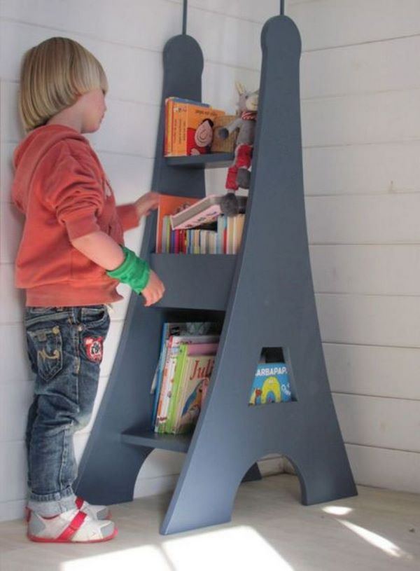 Eiffel tower standing bookshelf for kids room Original shelf design