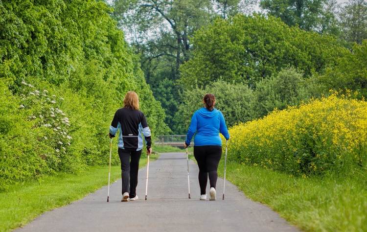 Exercises to lose weight with sports running nordic walking and jogging 