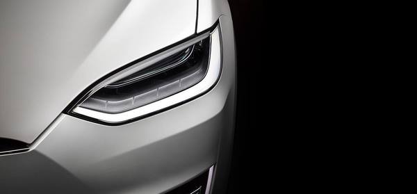 Tesla crossover headlight detail closeup