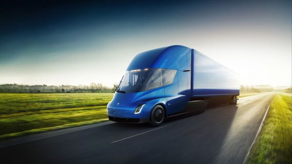 Semi front look blue color revolutionary electric truck