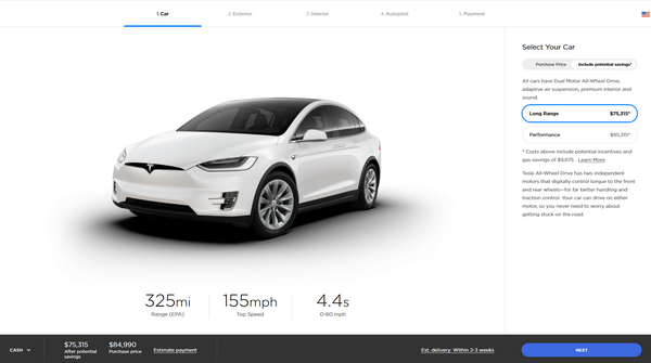 Tesla model X price