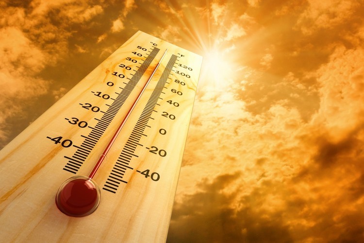 Thermometer indicating rising temperature 
