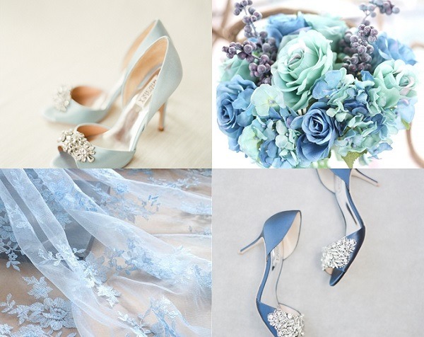 Wedding accessories blue veil shoes bridal bouquet