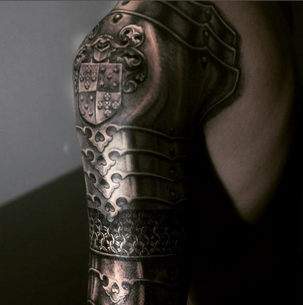 armor sleeve tattoo medieval knight design