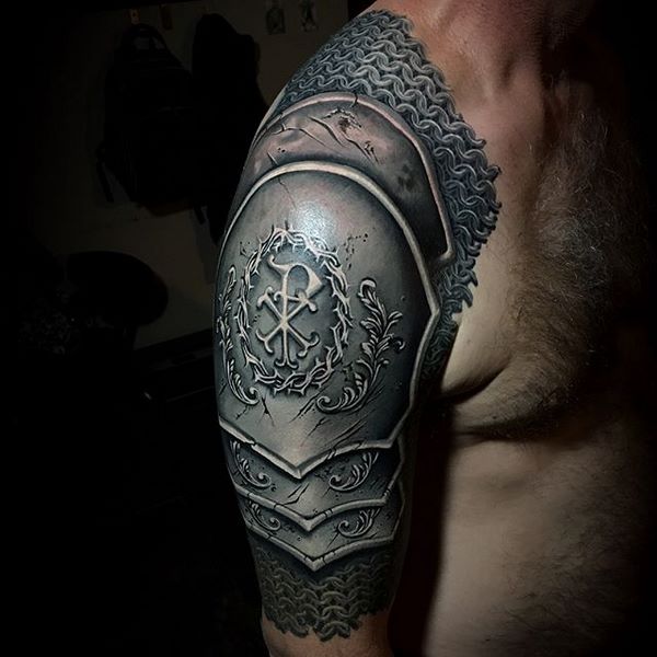 exceptional shoulder tattoos realistic armor designs