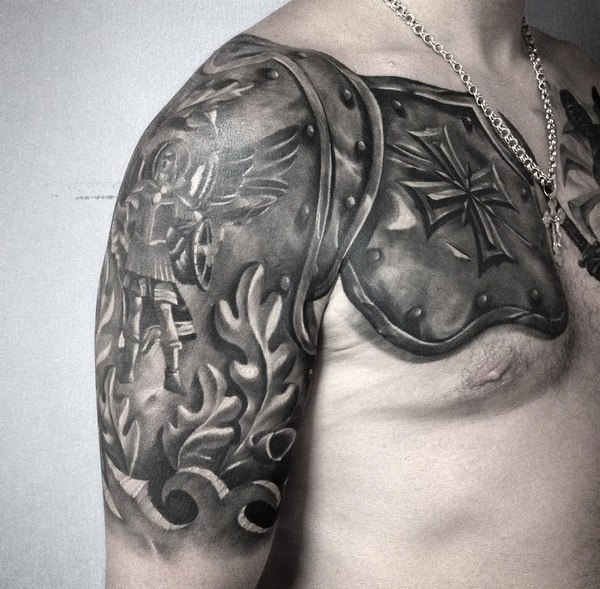 masculine tattoo design ideas for shoulder and chest