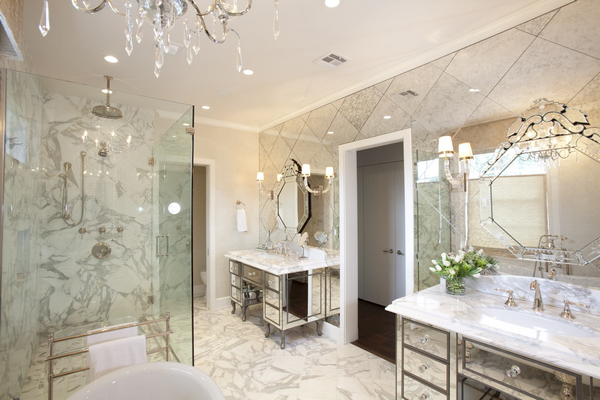 master bathroom design ideas with mirror wall tile