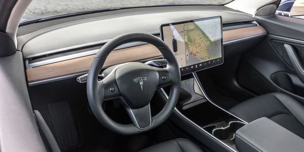 minimalist interior of Tesla sedan model 3