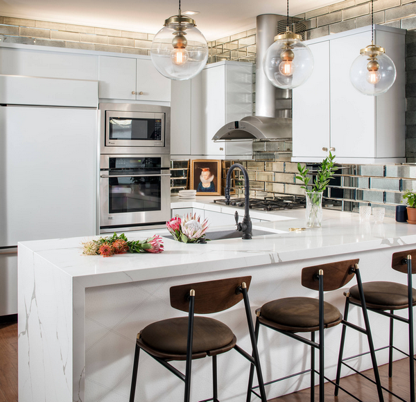 mirror tile backsplash modern kitchen design ideas