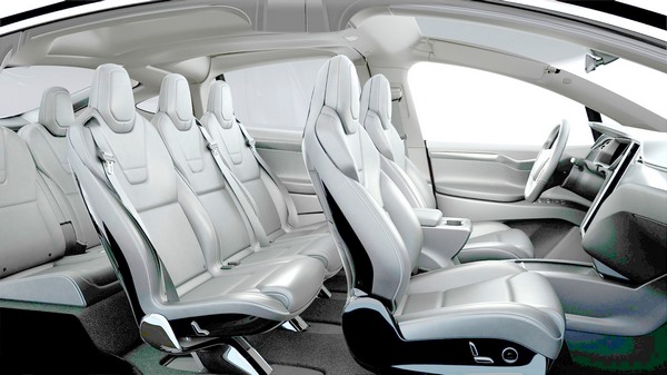 Tesla crossover interior two rows passenger seats