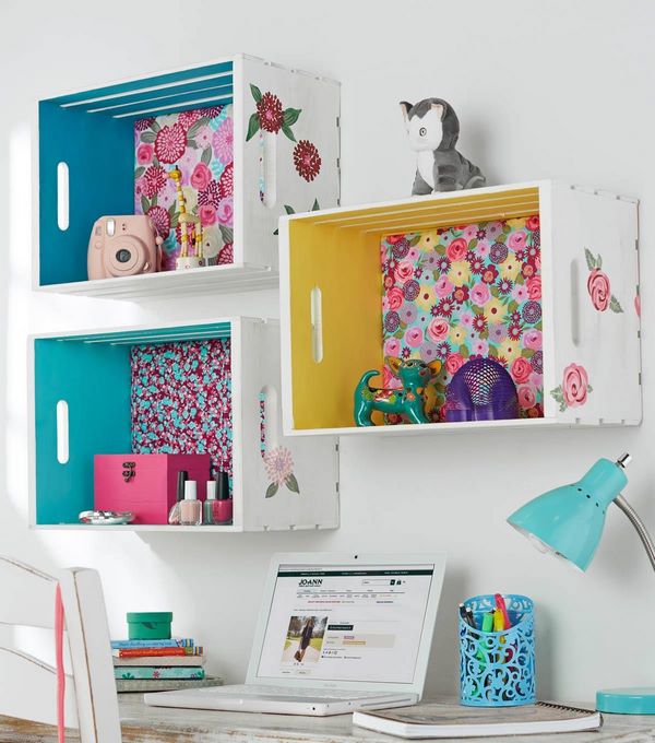 original DIY wall shelves ideas wall mounted crates