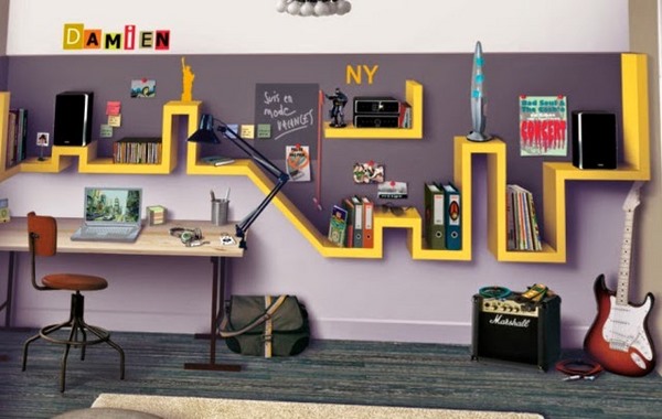 original wall mounted shlef teen room design and furniture ideas
