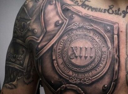 roman-warrior-armor-tattoo-design-on-shoulder-and-chest