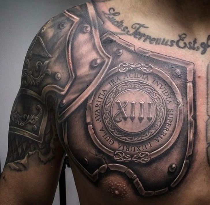 Black and Grey Shield Tattoo Idea  BlackInk AI