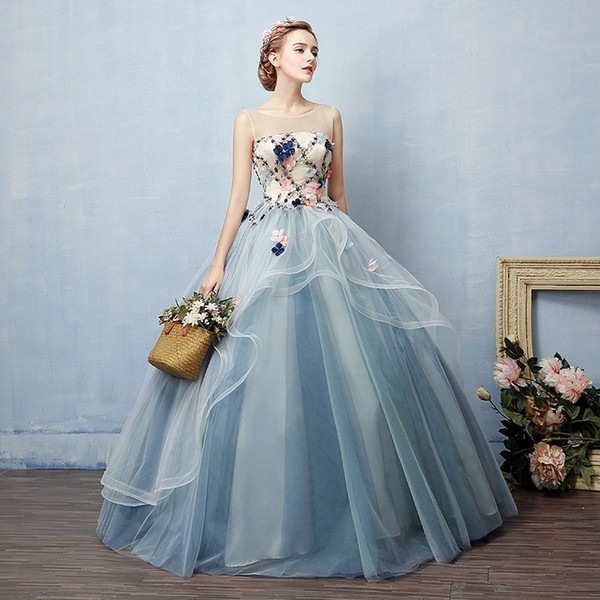 romantic princess dress blue wedding ideas