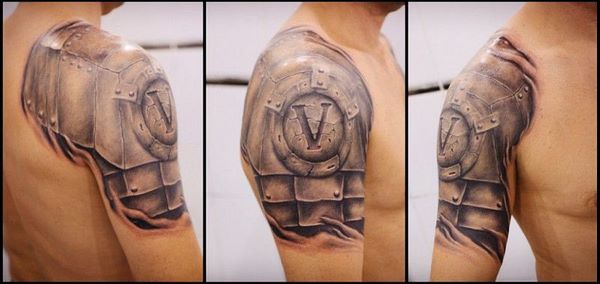 shoulder tattoo roman armor warrior designs