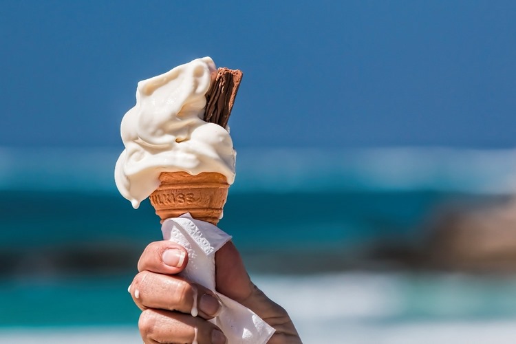 summer diet vanilla ice cream in cone