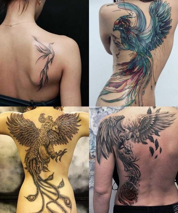 stunning phoenix back tattoo designs
