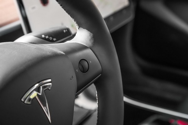 tesla electric Model 3 interior design steering wheel 