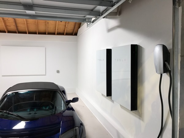 wall mounted Tesla Powerwalls 2