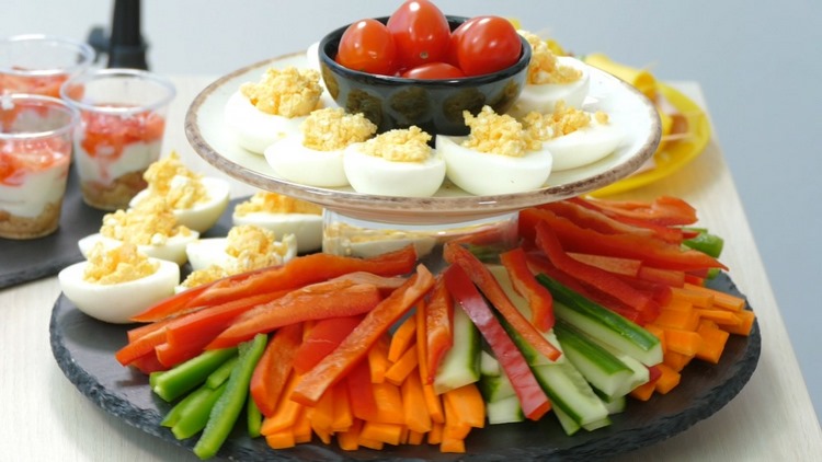 Children party finger food vegetable sticks carrot cucumber pepper