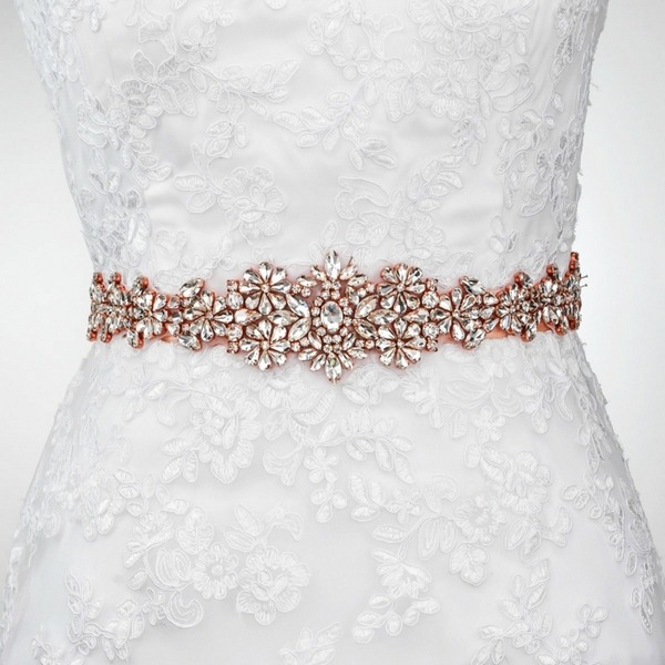 beautiful belt with rhinestones in rose gold bridal accessories