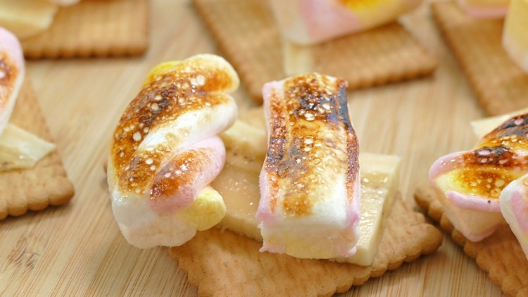 caramelized marshmallow cookies and banana for kids party finger food ideas