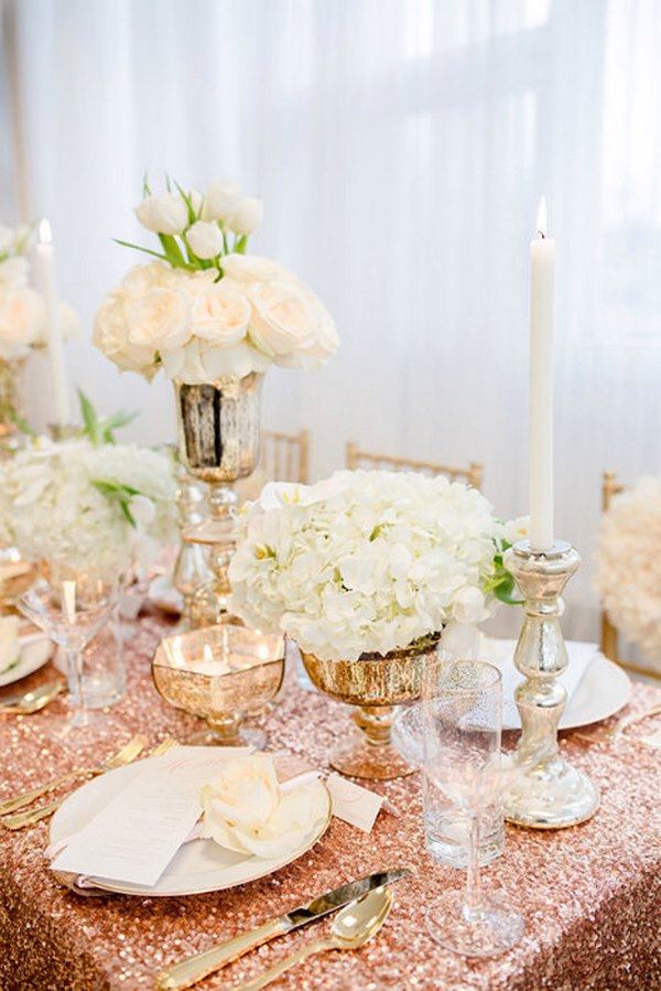 Rose Gold Wedding Ideas A Perfect, White And Gold Table Decoration Ideas