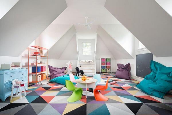 geometric carpet in kids room decorating ideas
