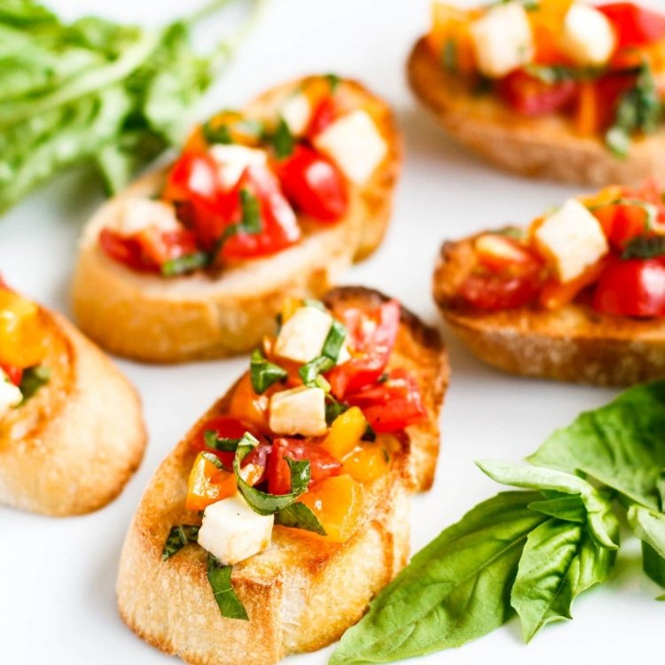 simple finger food recipes bruschetta with cherry tomatoes and mozzarella 