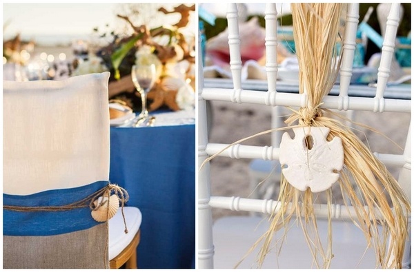 DIY nautical themed wedding decor chairs
