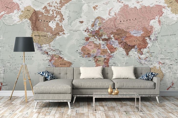 World Map Wall Decorating Ideas 50 Interior Designs In Different