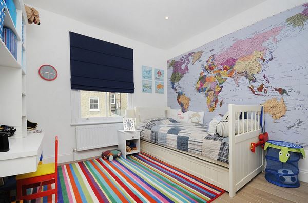 World map wall decorating ideas in child room
