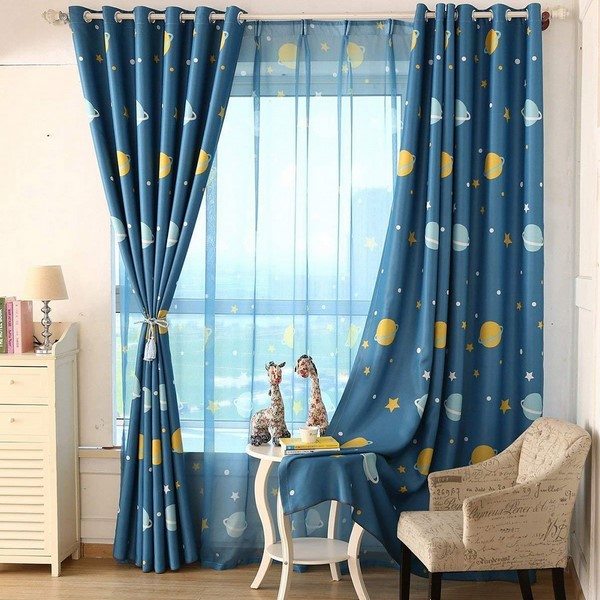 blue color in nursery rooms and kids bedrooms curtains and textile