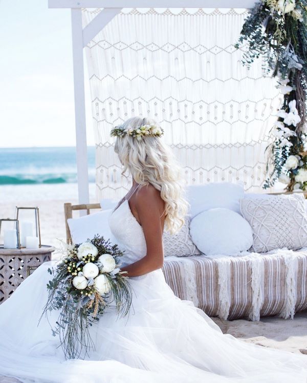 bohemian style beach wedding white dress